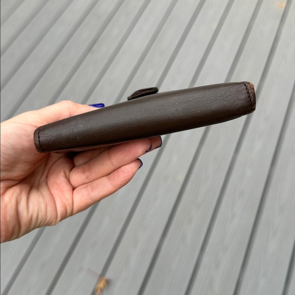 90s Vintage Coach Large Credit Card Wallet 5817 Mahogany Brown Leather Kisslock - Picture 6 of 16